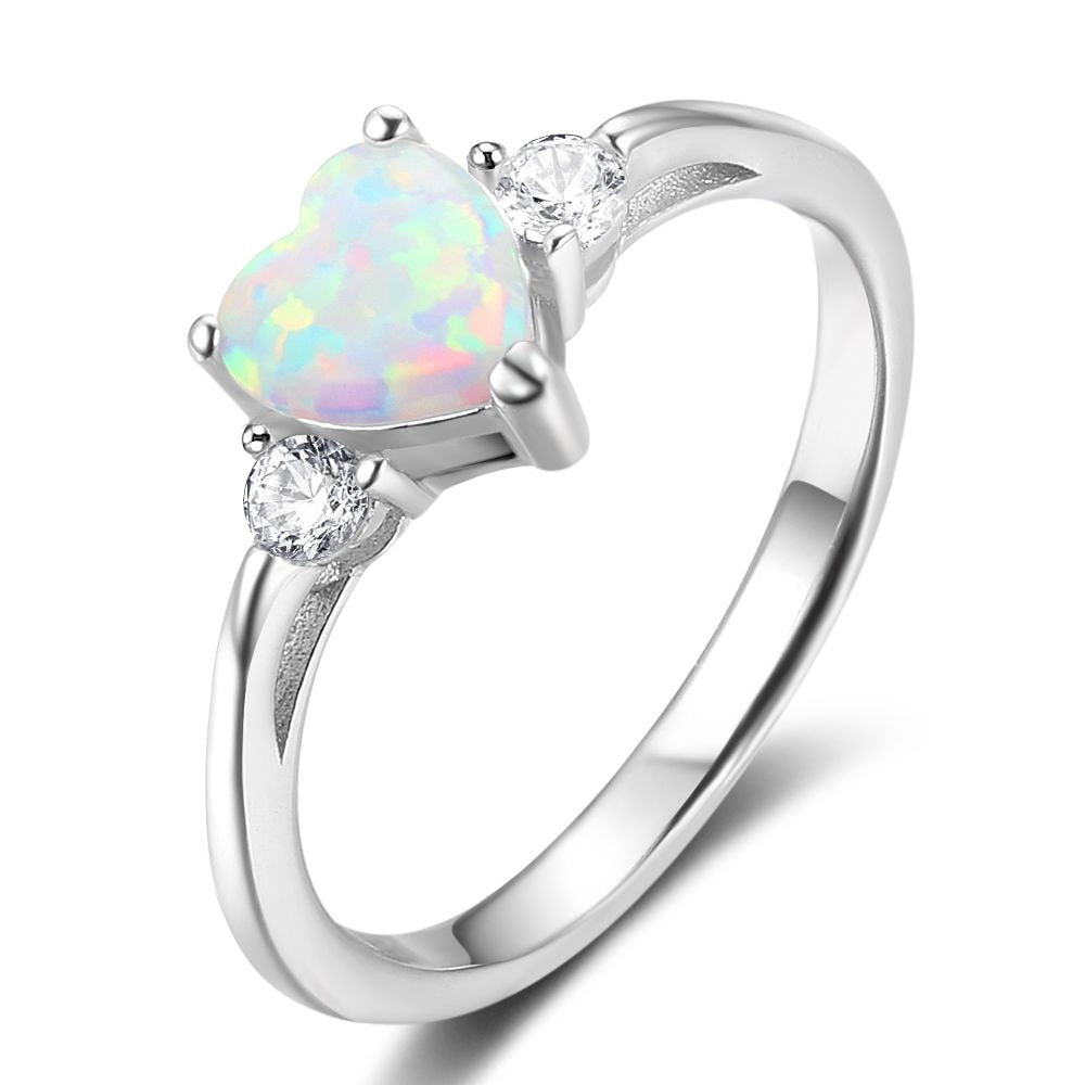 925 Sterling Silver Heart Shaped Opal Ring – EGoods2Go